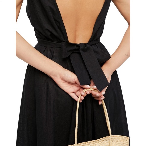 Free People Linen Cotton Open Back Midi Sun Dress - Picture 3 of 7